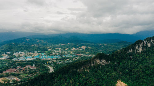 High angle view of townscape against sky