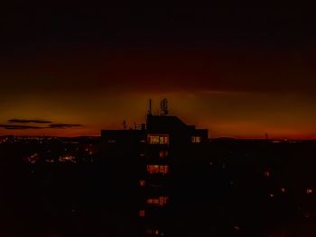 Silhouette buildings against sky during sunset