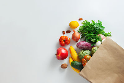 Close-up of food on white background