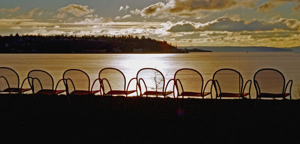Scenic view of sea at sunset