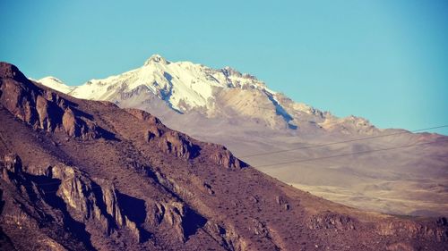 Scenic view of mountains against clear sky