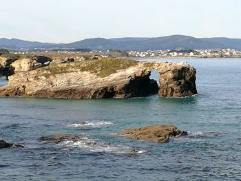 Scenic view of mountain against clear sky