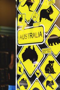 High angle view of warning sign