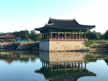 Reflection of built structure in water