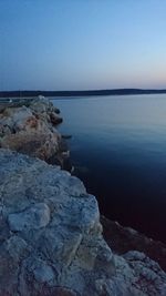 Scenic view of sea against clear sky