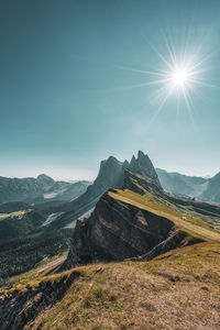 Scenic view of mountains against sky