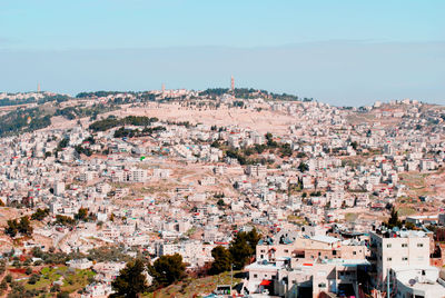 High angle view of townscape against sky