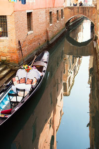 Panoramic view of canal and buildings in city