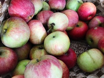 Full frame shot of apples for sale at market stall