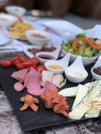 High angle view of fruits on table