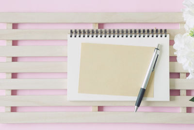 High angle view of pen on table