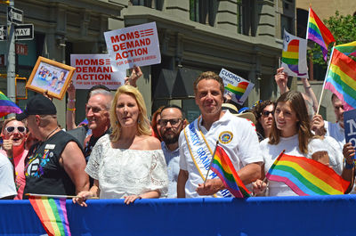 View of two people with flags