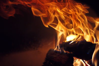 Close-up of fire pit at night