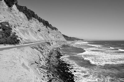 Scenic view of sea against clear sky