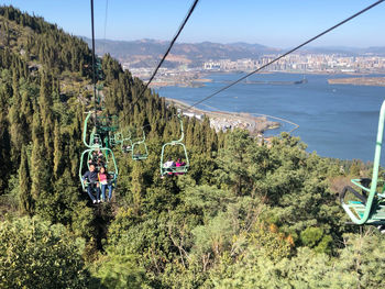 Yunnan, china-january 19th 2020- cable car over sea against sky, dragon gate, tourist attraction
