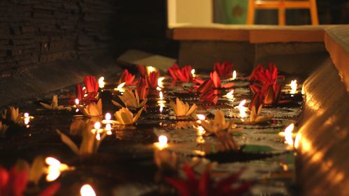 Close-up of illuminated candles