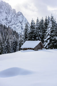 Scenic view of snow covered mountain against sky