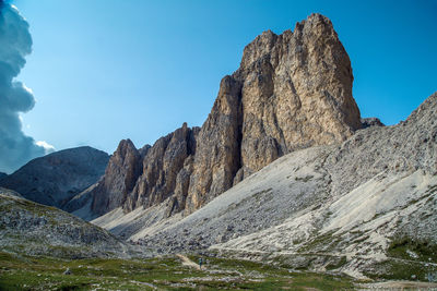 Antermoia alpine peak in catinaccio dolomite alps, trentino, italy