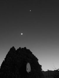 Low angle view of silhouette trees against clear sky