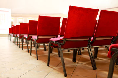 Empty chairs arranged
