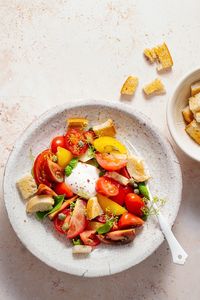 High angle view of breakfast on table