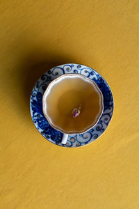 High angle view of tea on table