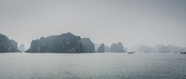 Panoramic view of sea against clear sky