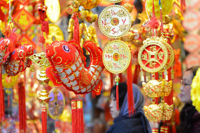 Close-up of decorations hanging