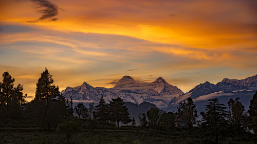 Evening in the himalayas, uttarakhand india