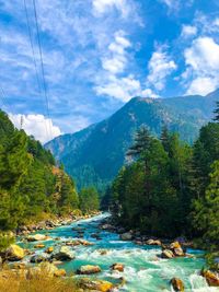 Scenic view of landscape and mountains against sky