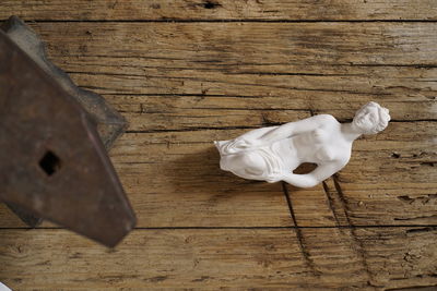 Directly above shot of wooden door