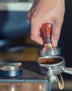 Close-up of person working on table