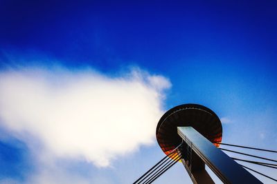 Low angle view of building against blue sky