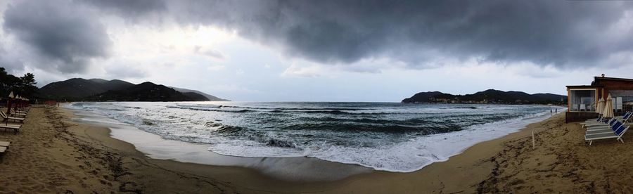 Panoramic view of beach against sky