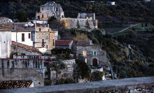 View of old buildings in town 