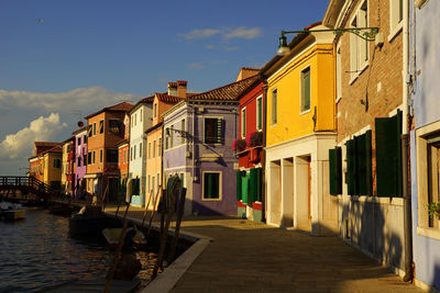 Colorful houses lining the waterways in burano, italy