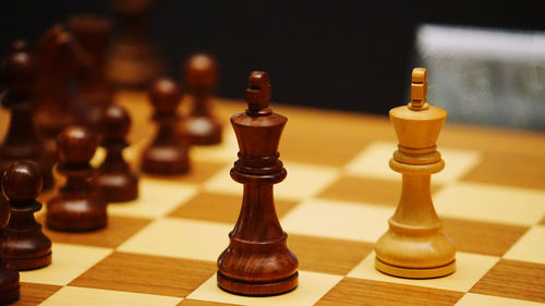 Close-up of chess pieces 