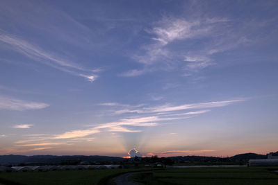 Scenic view of field against sky during sunset