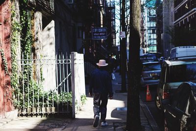 Woman standing in city