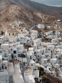 Scenic greek mountain town chora on the island serifos