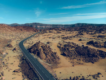 Aerial view of road amidst landscape against sky