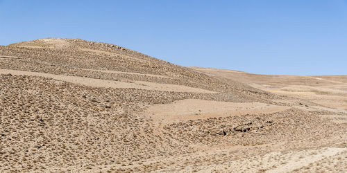 Scenic view of desert against clear sky