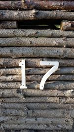 Close-up of text on wall