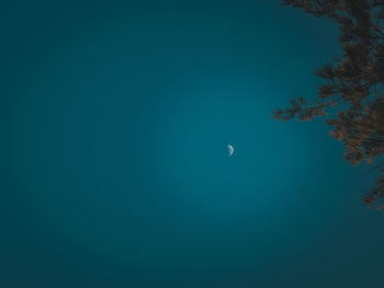 Low angle view of moon in blue sky