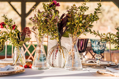 Close-up of glass vase on table