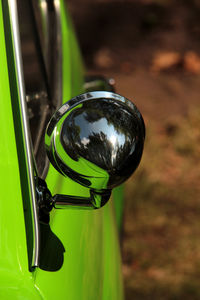 Close-up of motorcycle against blurred background