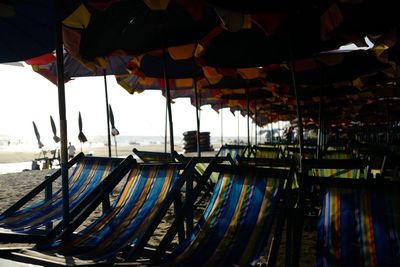 Panoramic shot of swing ride at beach