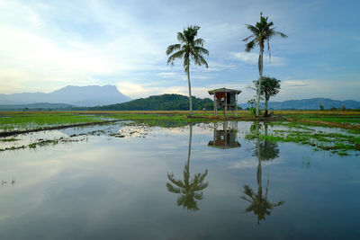 Scenic view of lake against sky