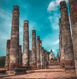 Low angle view of old building against sky