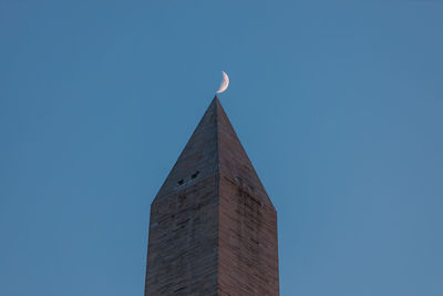 Low angle view of building against clear blue sky